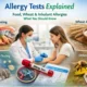Allergy Tests Explained: Food, Wheat, Inhalant & Other Allergies testing at Nayab Labs, showing food allergens, inhalant allergens, wheat allergy test, and medical testing scene.