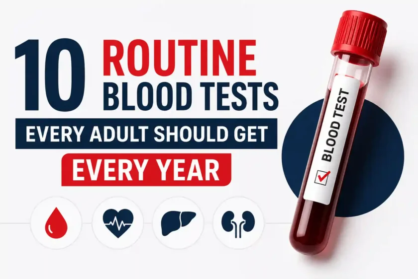 10 routine blood tests every adult should get every year thumbnail with blood sample tube and health screening concept.