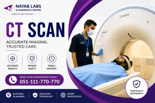 Canon Aquilion START CT Scan at Nayab Labs & Diagnostic Centre in Islamabad with expert radiologist providing advanced, low-radiation diagnostic imaging.